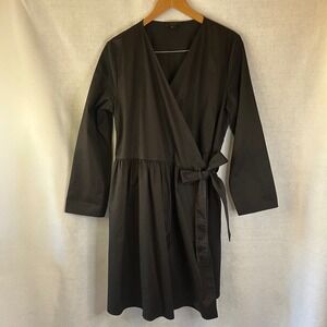COS Wrap Dress Sz 10 Black 100% Cotton Lagenlook Bohochic Capsule Minimalist